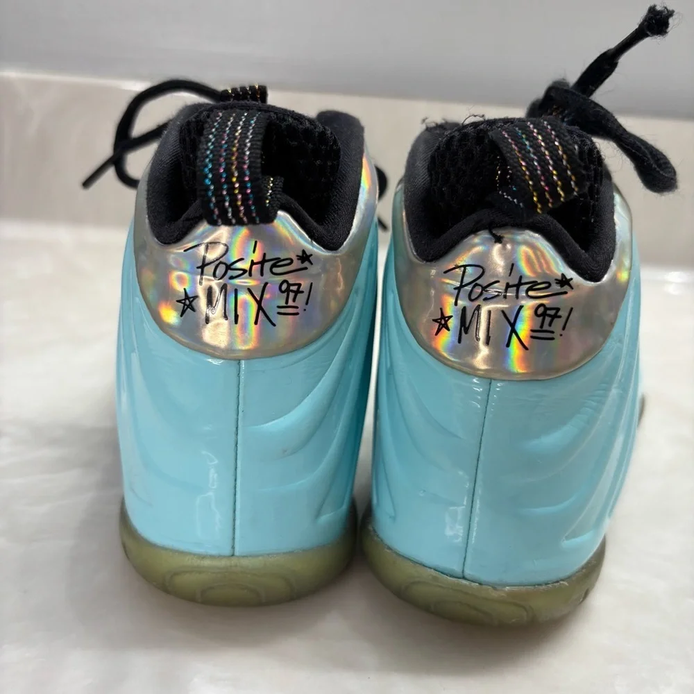 Aqua Iridescent Foamposite Sneakers | Nike Little Posite Pro 12.5